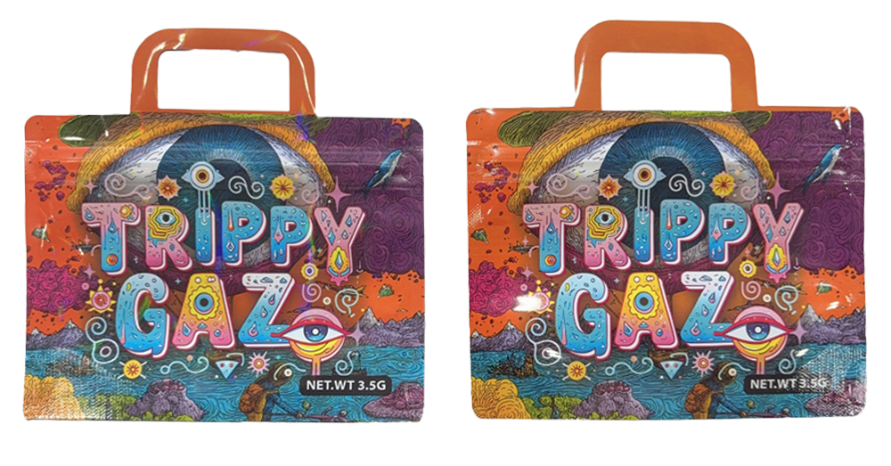 50 Pack - 3.5G Handle Shaped Mylar Bags - Trippy Gaz