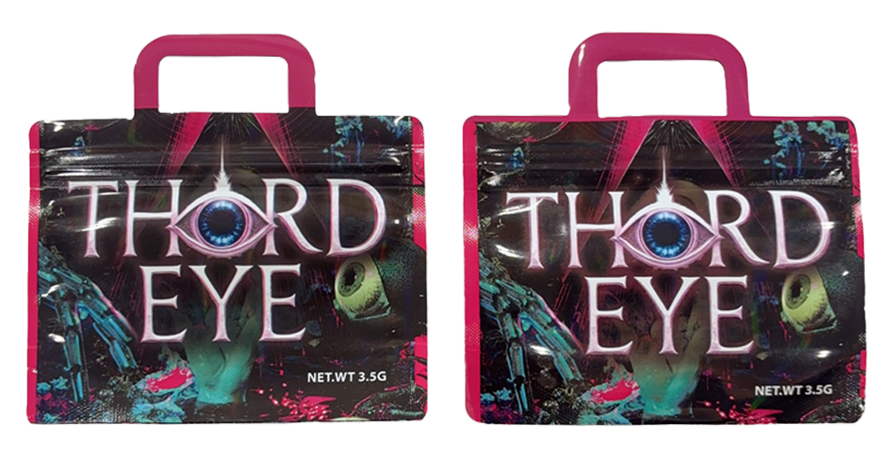 50 Pack - 3.5G Handle Shaped Mylar Bags - Third Eye