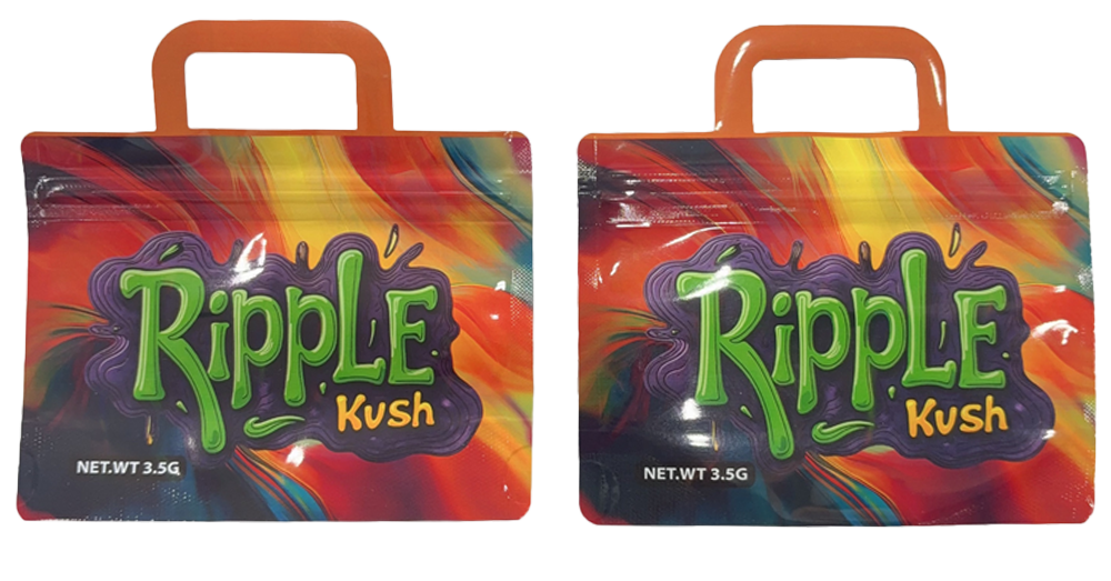 50 Pack - 3.5G Handle Shaped Mylar Bags - Ripple Kush