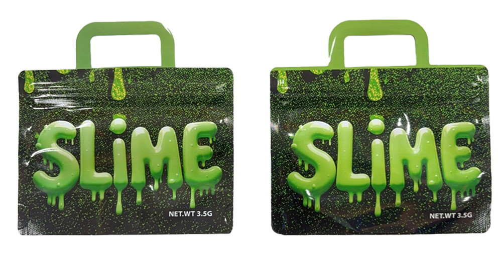 50 Pack - 3.5G Handle Shaped Mylar Bags - Slime