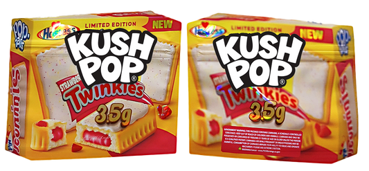 Two Mylar Bag boxes of Hershey's Kush Pop Twinkies with limited edition label.