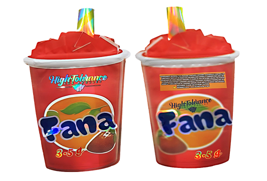 Mylar bag 3.5g, herb Mylar Bags, Where to buy mylar bags, Custom mylar bags near me, Mylar Bags Wholesale. Two red Fana drinks with colorful straws on a white background