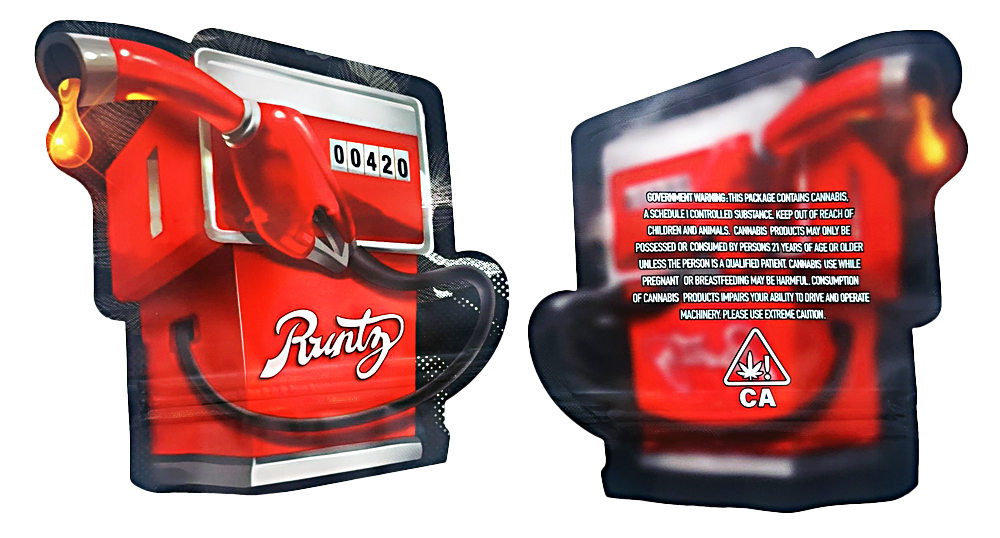 Mylar bag 3.5g, herb Mylar Bags, Where to buy mylar bags, Custom mylar bags near me, Mylar Bags Wholesale. Red and black packaging with 'Runtz' branding on a white background
