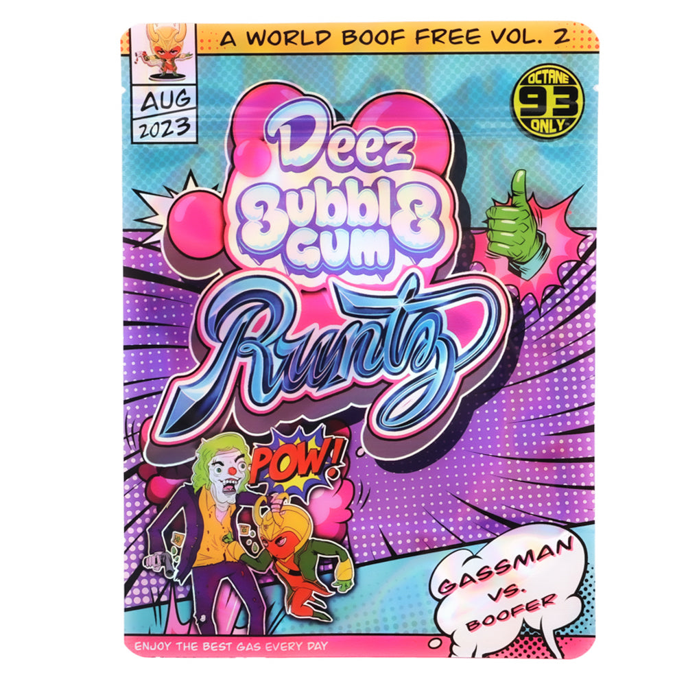 Mylar Bag Deez Bubble Gum Runtz packaging with colorful design and text