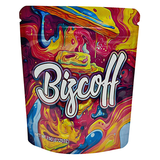 3.5G Mylar Bags, herb Mylar Bags, Where to buy mylar bags, Custom mylar bags near me, Mylar Bags Wholesale. Colorful Biscoff cookie spread packaging with abstract design
