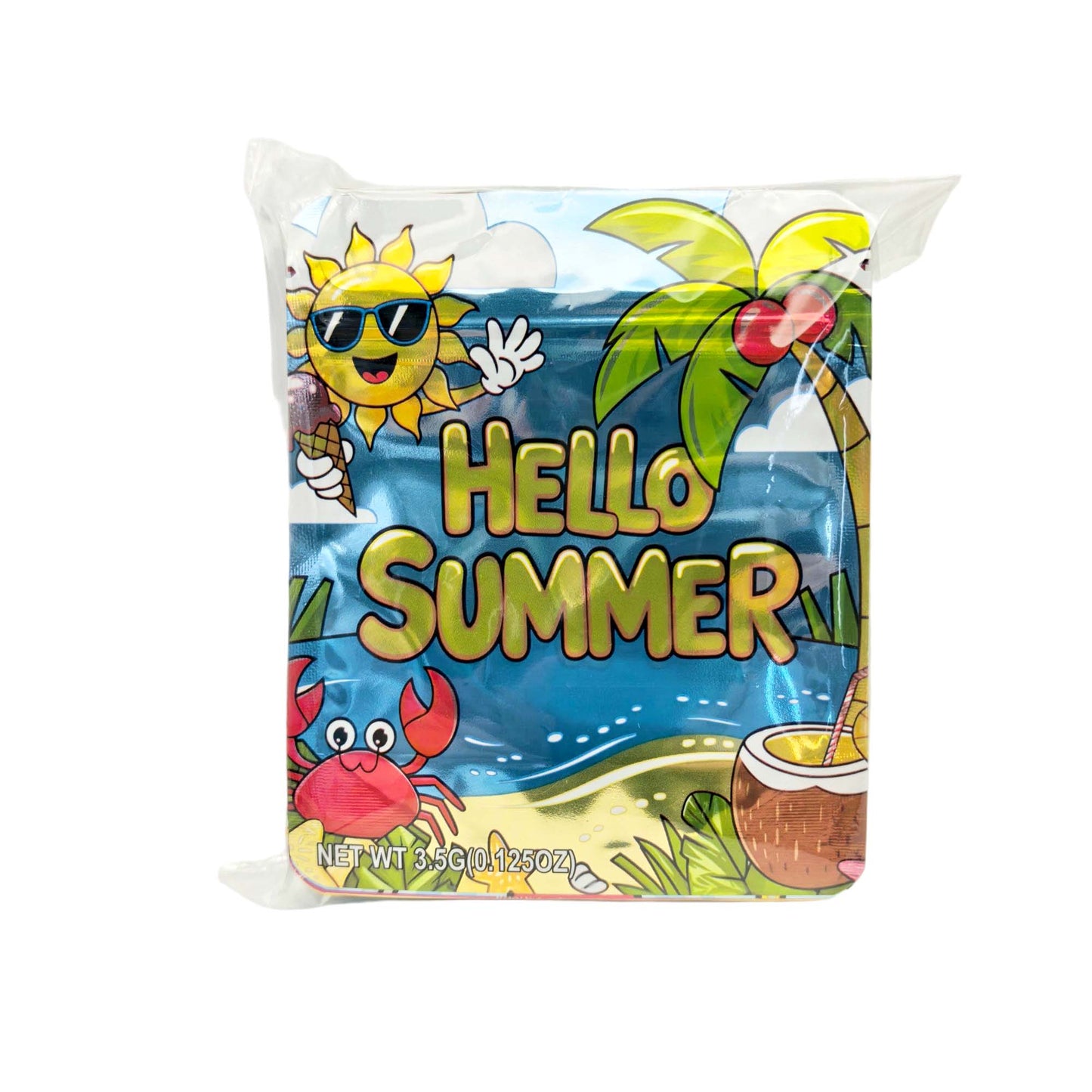 50 Pack - 3.5g Exotic Mylar Bags - Jet-Puffed - Hello Summer