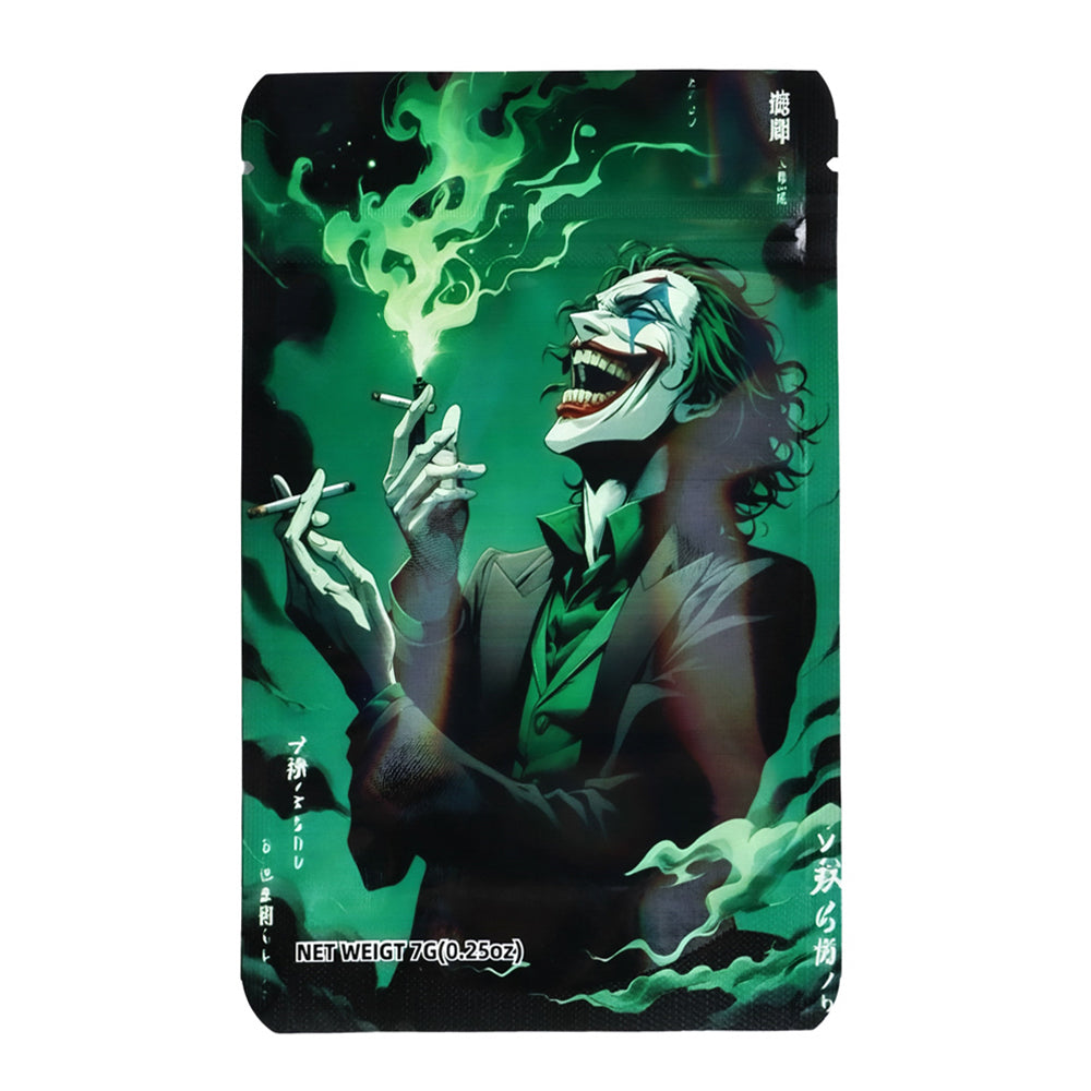 Mylar bag 7g, herb Mylar Bags, Where to buy mylar bags, Custom mylar bags near me, Mylar Bags Wholesale. Character with a green smoke effect on a product packaging