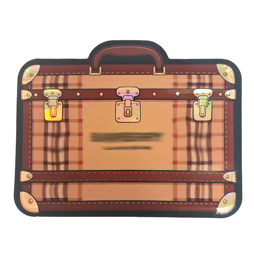 Mylar Bags Plaid suitcase design on a white background