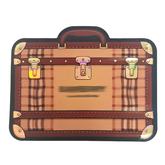 Mylar Bags Plaid suitcase design on a white background