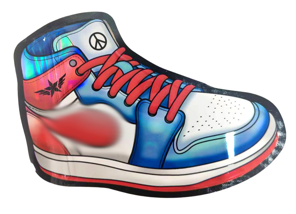 Mylar Bag Colorful sneaker with peace symbol on a white background