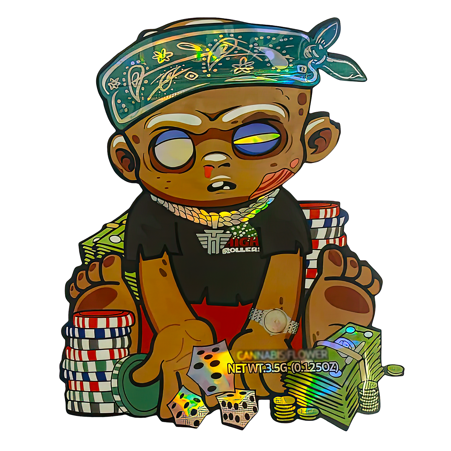 3.5g Shaped Mylar Storage Bag - ICFMF High Roller (50 Count)