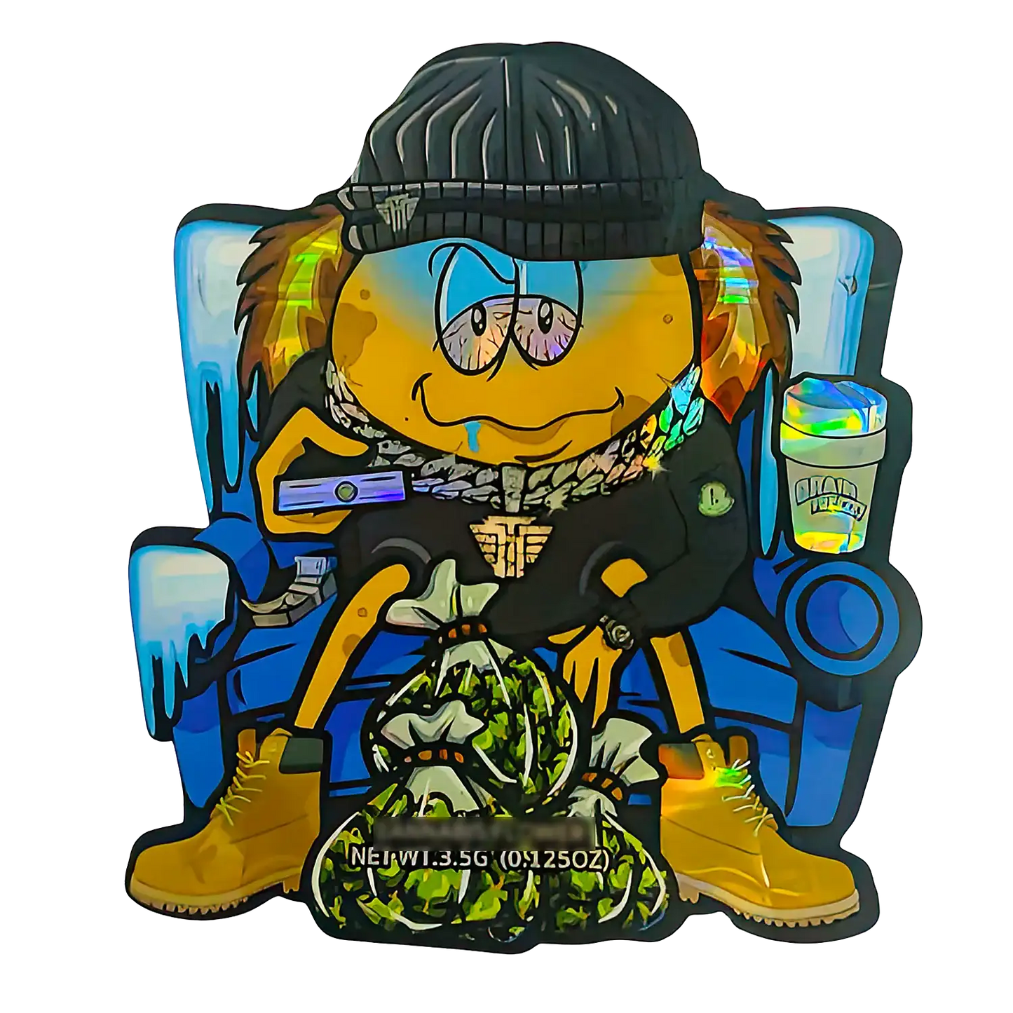 3.5g Shaped Mylar Storage Bag - Brain Freeze Couch Potato (50 Count)