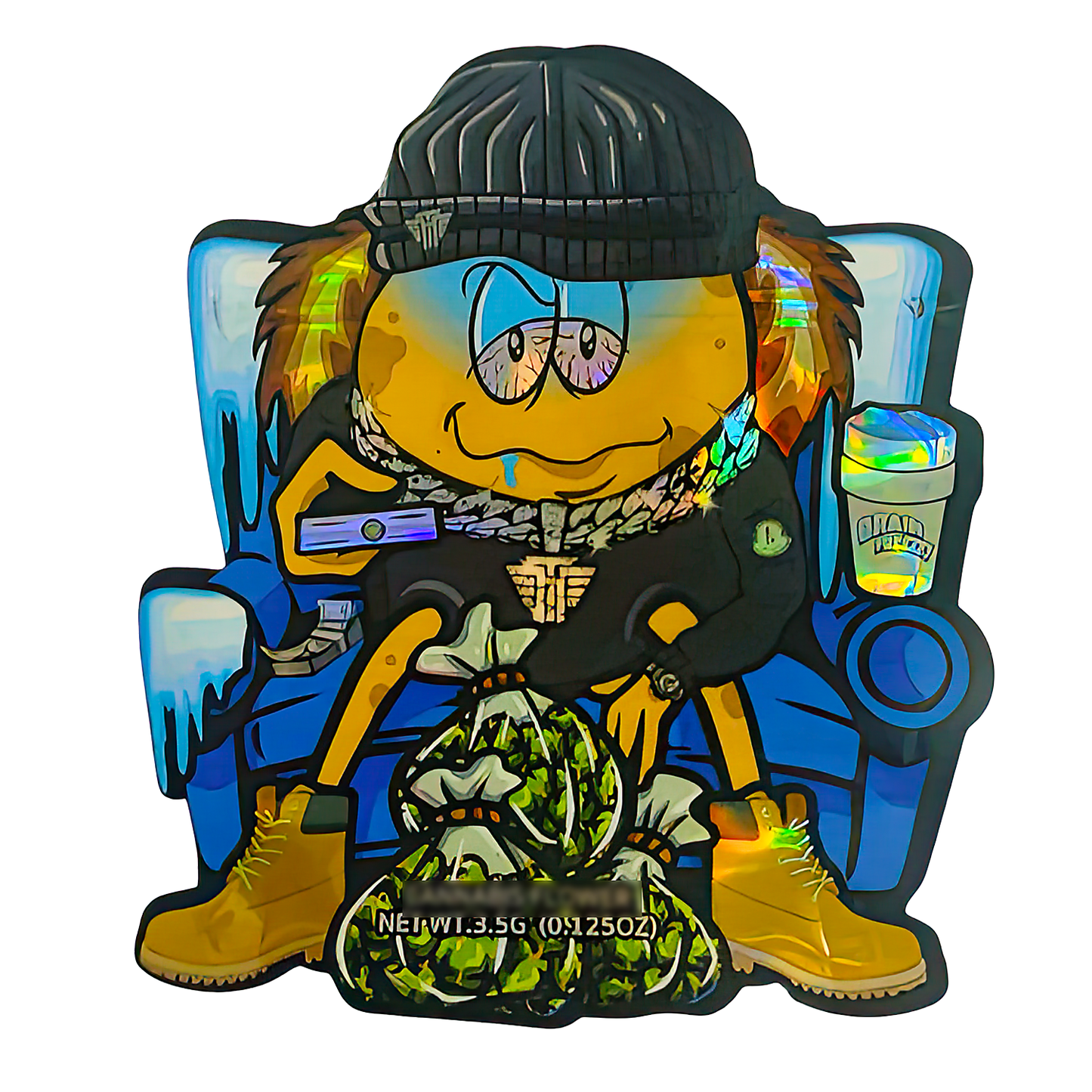 3.5g Shaped Mylar Storage Bag - Brain Freeze Couch Potato (50 Count)