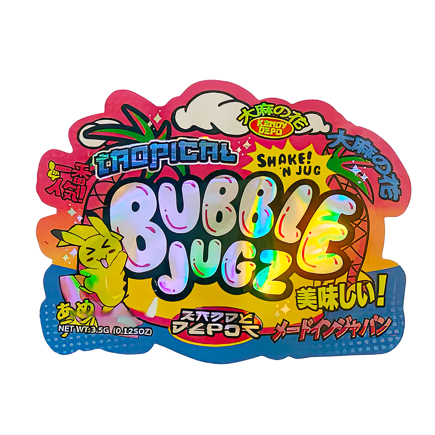 3.5g Shaped Mylar Storage Bag - Tropical Bubble Jugz (50 Count)