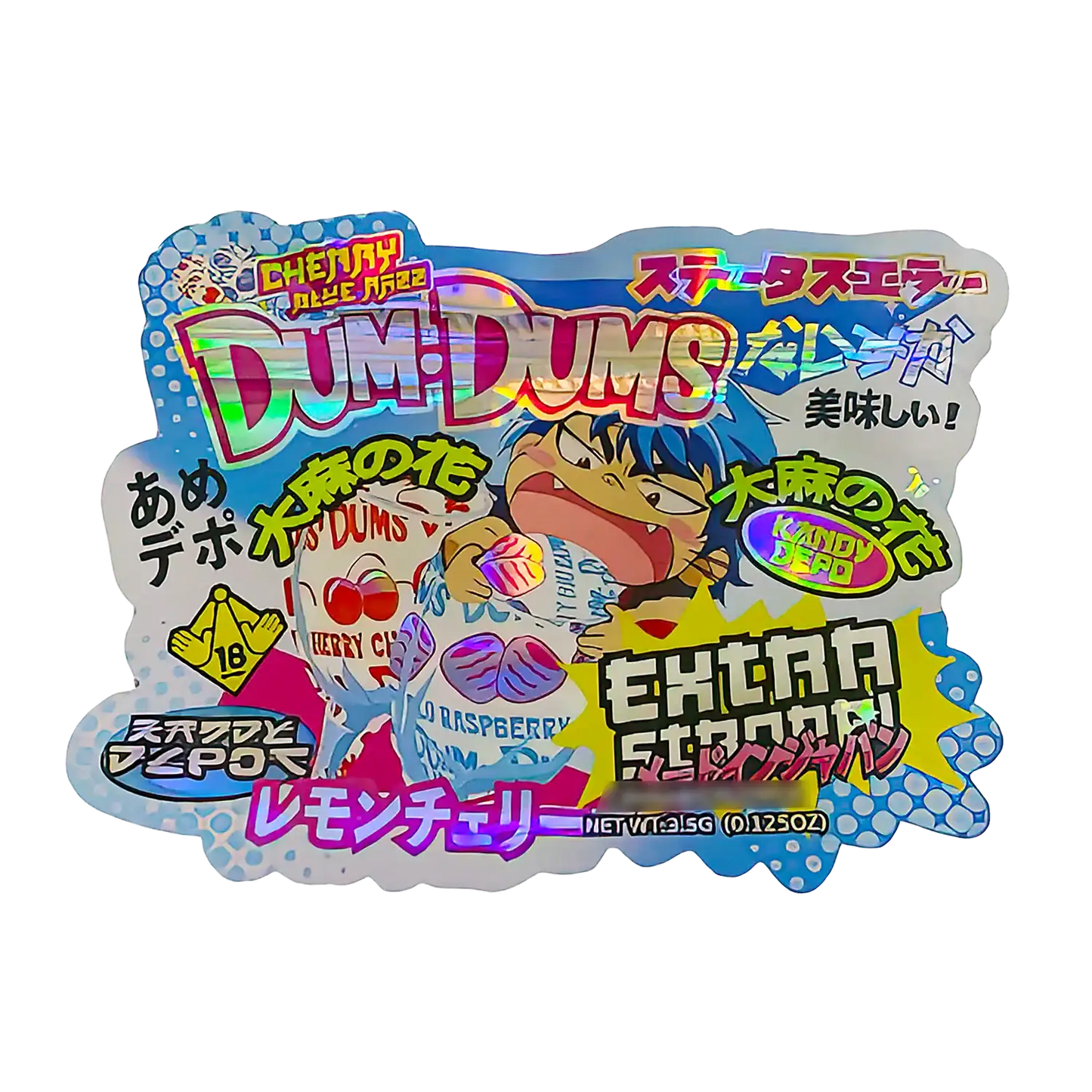 3.5g Shaped Mylar Storage Bag - Cherry Blue Raxx DDz (50 Count)