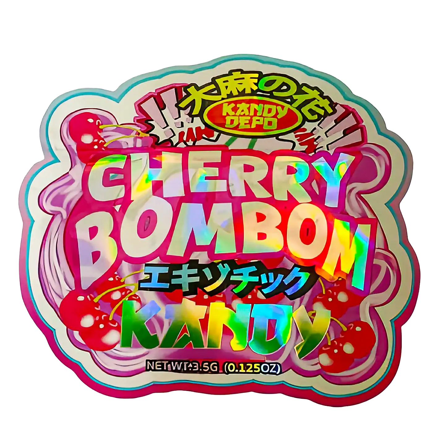 3.5g Shaped Mylar Storage Bag - Cherry Bom Bomzz (50 Count)
