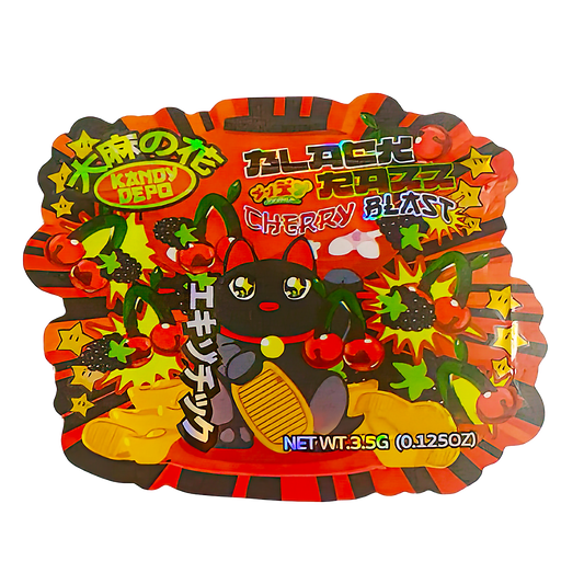 3.5g Shaped Mylar Storage Bag - Black Razz Cherry Blast (50 Count)