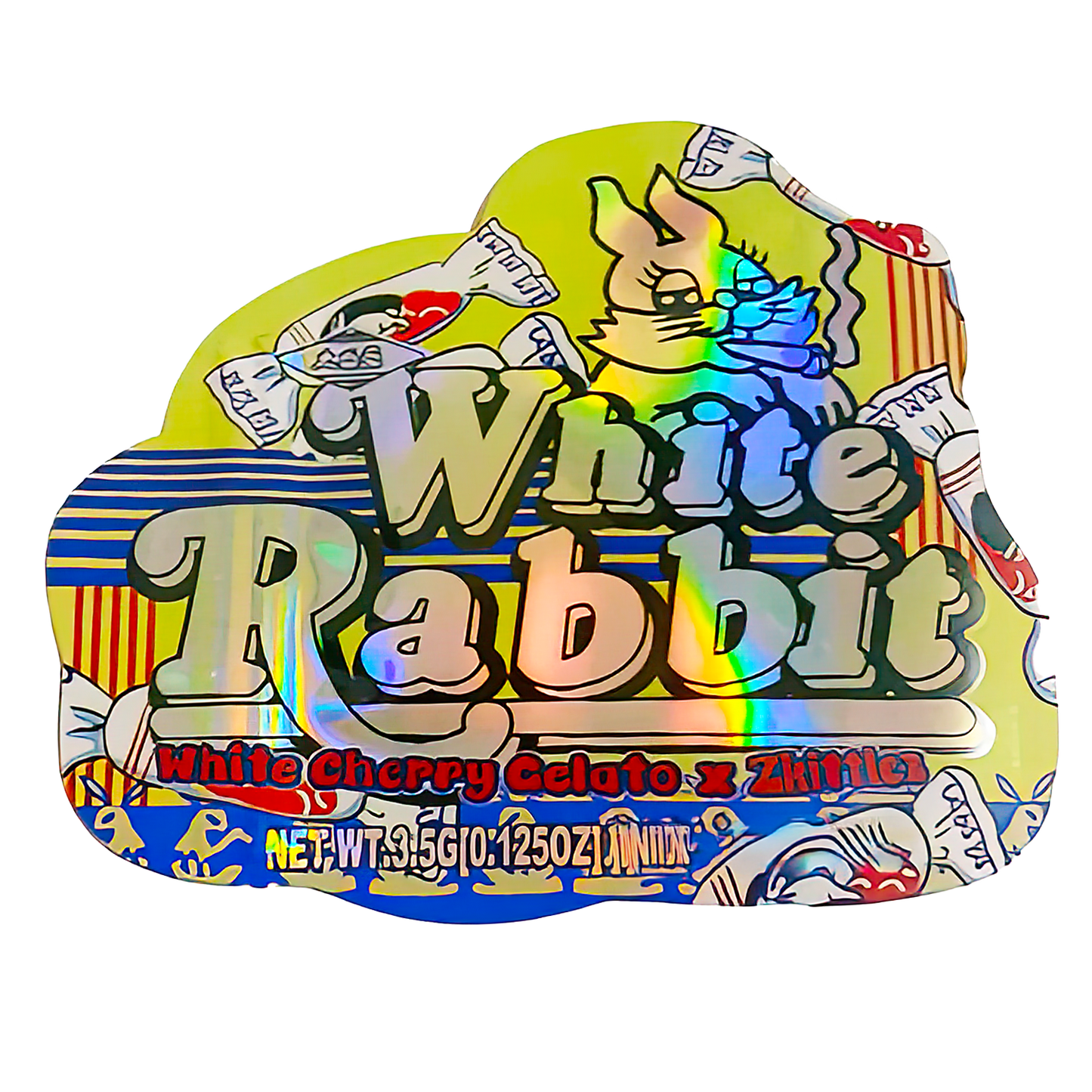 3.5g Shaped Mylar Storage Bag - White Rabbit (50 Count)