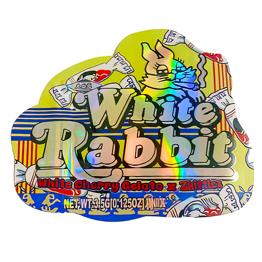 3.5g Shaped Mylar Storage Bag - White Rabbit (50 Count)