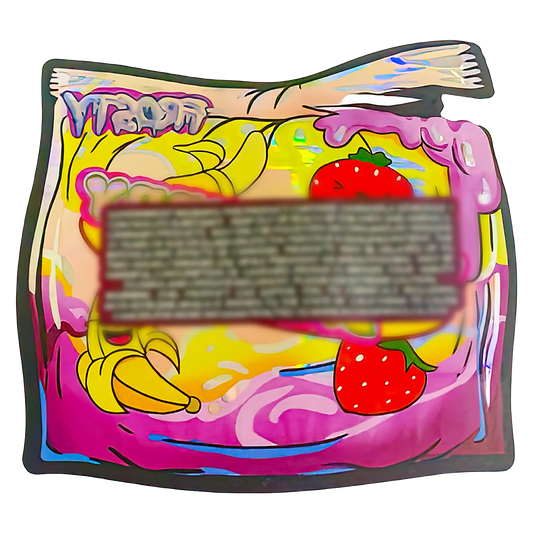 3.5g Shaped Mylar Storage Bag - Strawberry Banana 2 (50 Count)