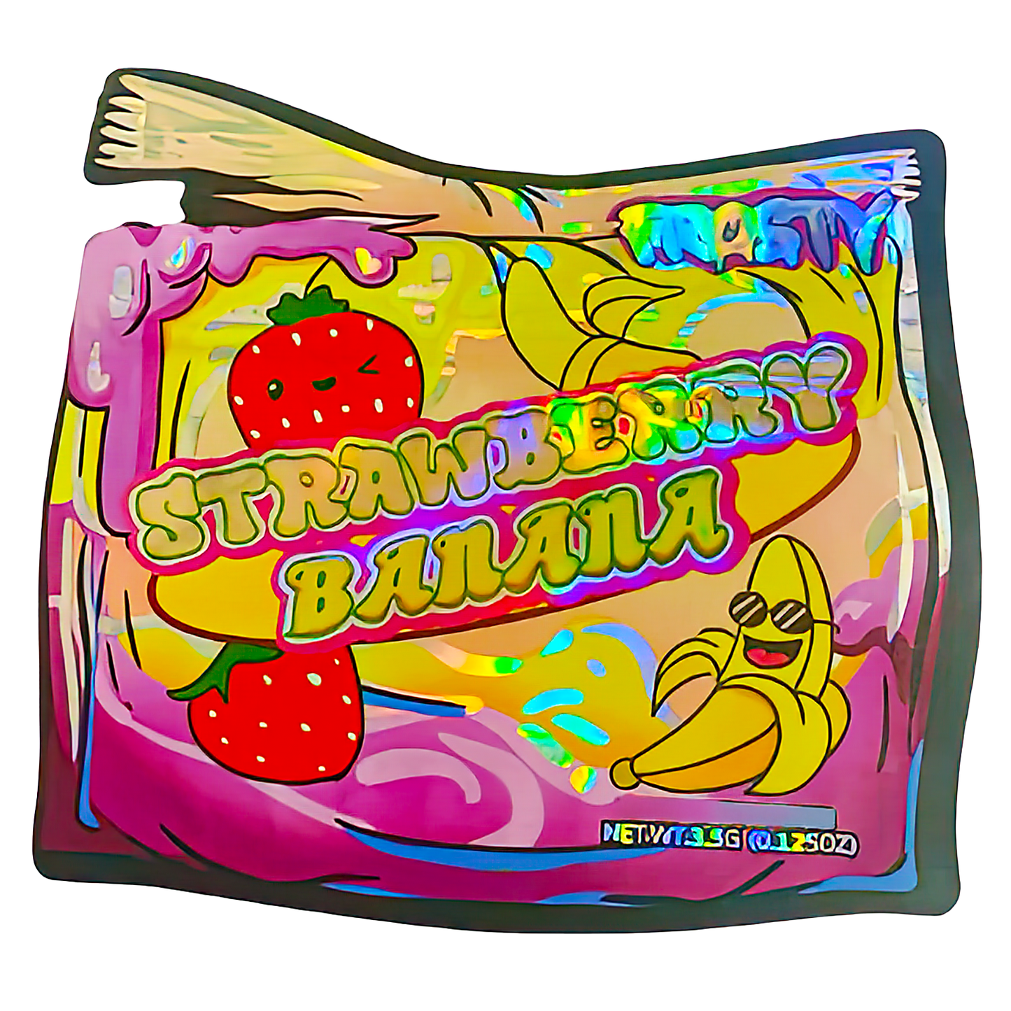 3.5g Shaped Mylar Storage Bag - Strawberry Banana 2 (50 Count)