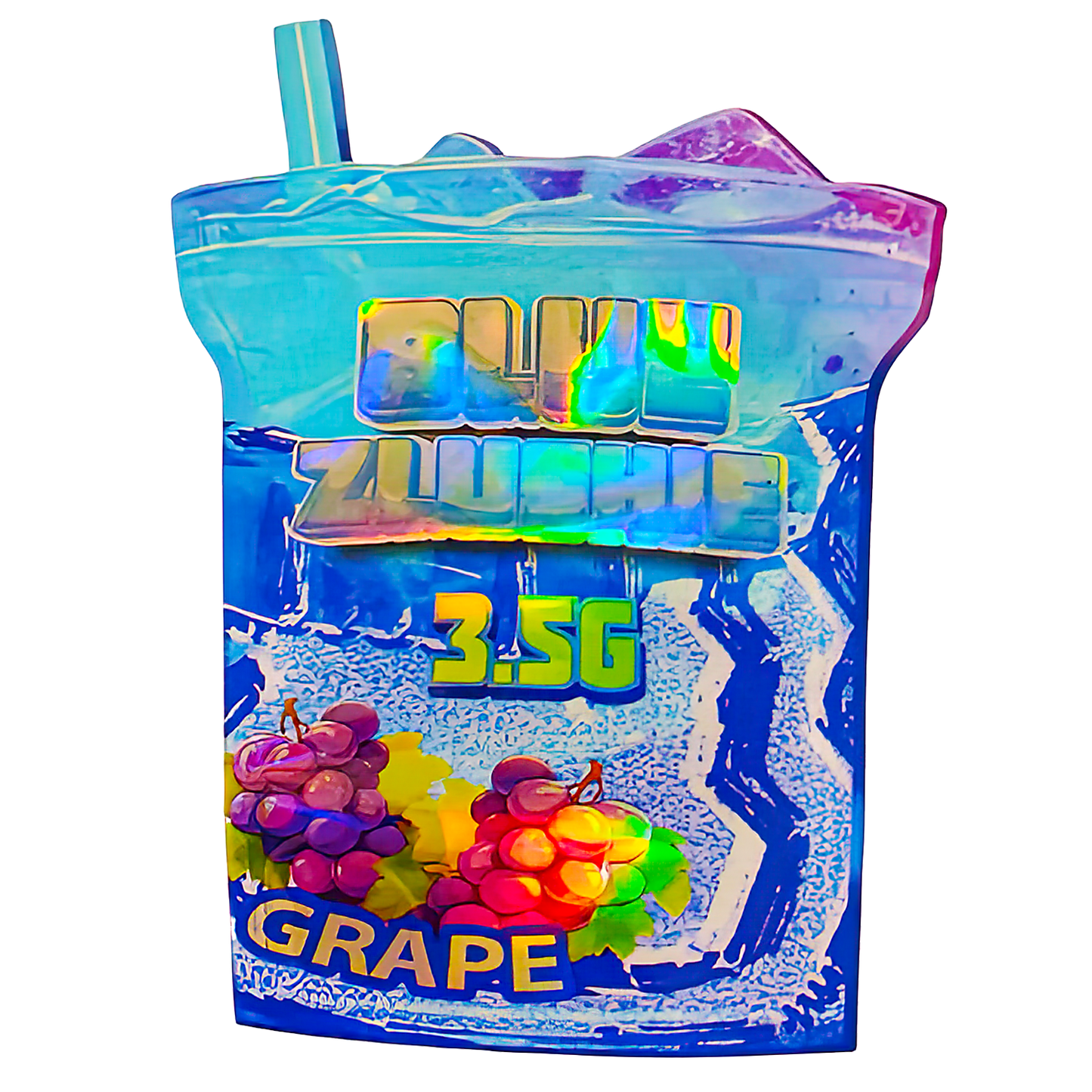 3.5g Shaped Mylar Storage Bag - Blue Zlushie (50 Count)