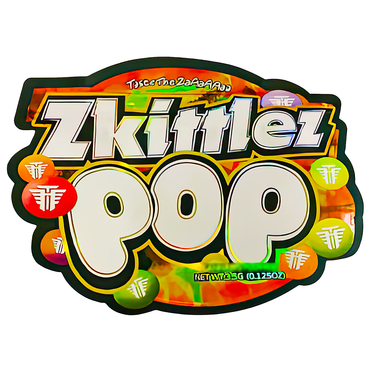 3.5g Shaped Mylar Storage Bag - Zkittlez Pop (50 Count)