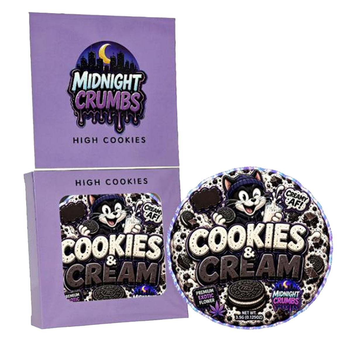 12 Pack Midnight Crumbs Shaped Bag & Window Box Set - Midnight Crumbs Cookies & Cream