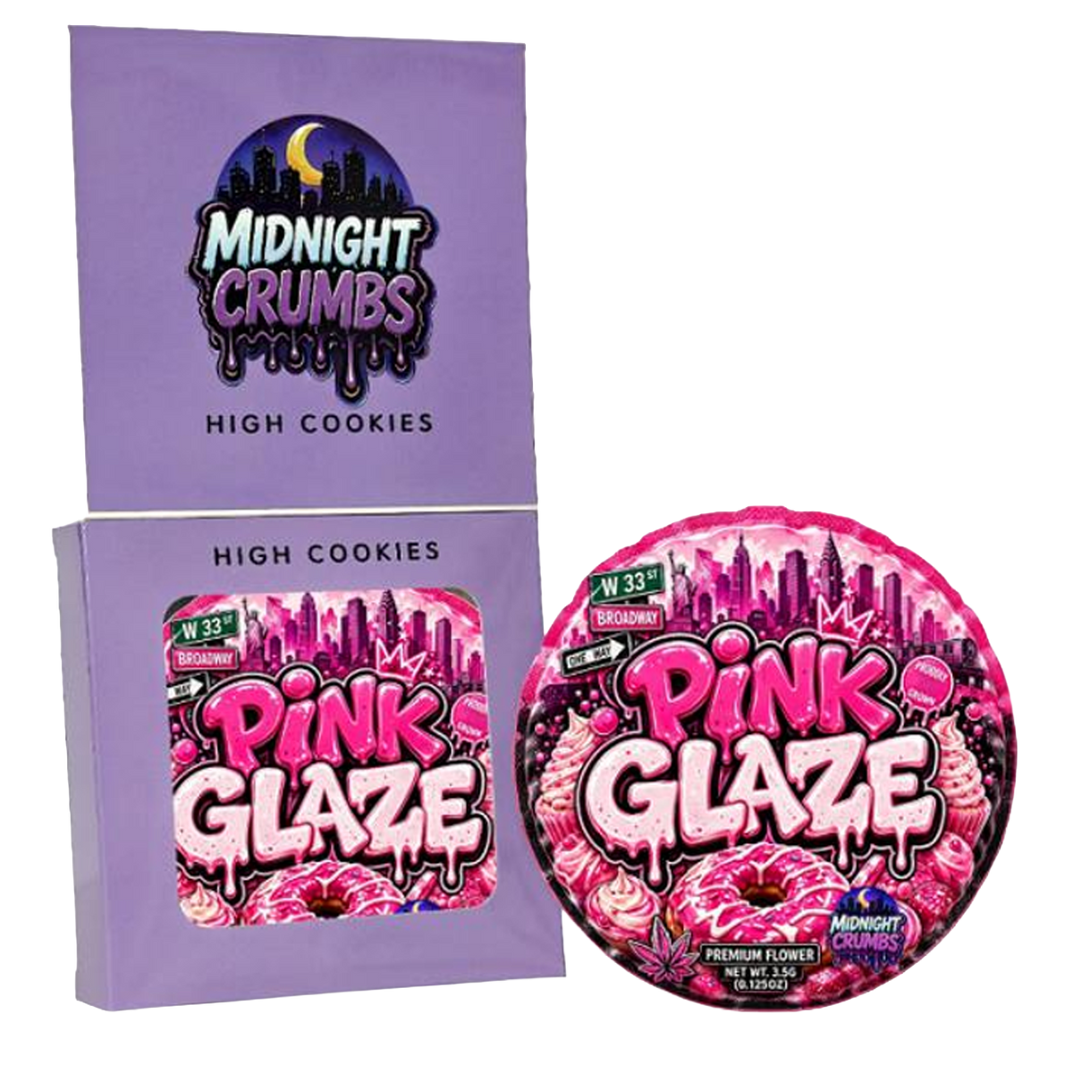 12 Pack Midnight Crumbs Shaped Bag & Window Box Set - Midnight Crumbs Pink Glaze