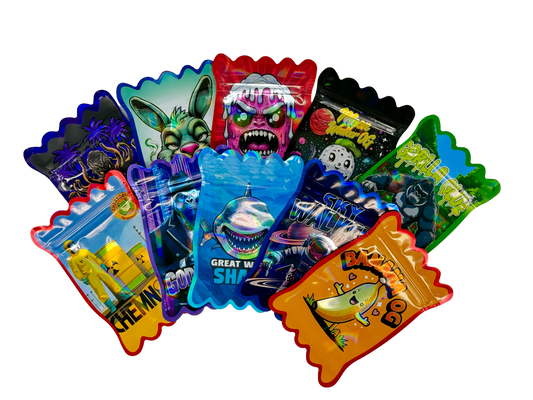 50 Pack - 3.5g Mylar Bags Mix Designs (CANDY WRAPPER)