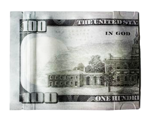 Money Mylar bag 3.5g, herb Mylar Bags, Where to buy mylar bags, Custom mylar bags near me, Mylar Bags Wholesale. Money clip with a design resembling a $100 bill on a white background