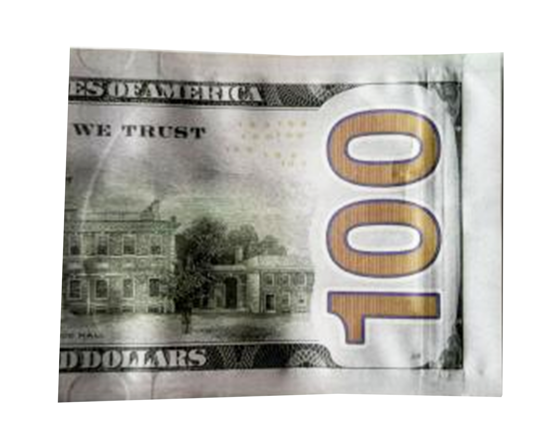 Money Mylar bag 3.5g, herb Mylar Bags, Where to buy mylar bags, Custom mylar bags near me, Mylar Bags Wholesale. Close-up of a $100 bill with a clear plastic bag over it