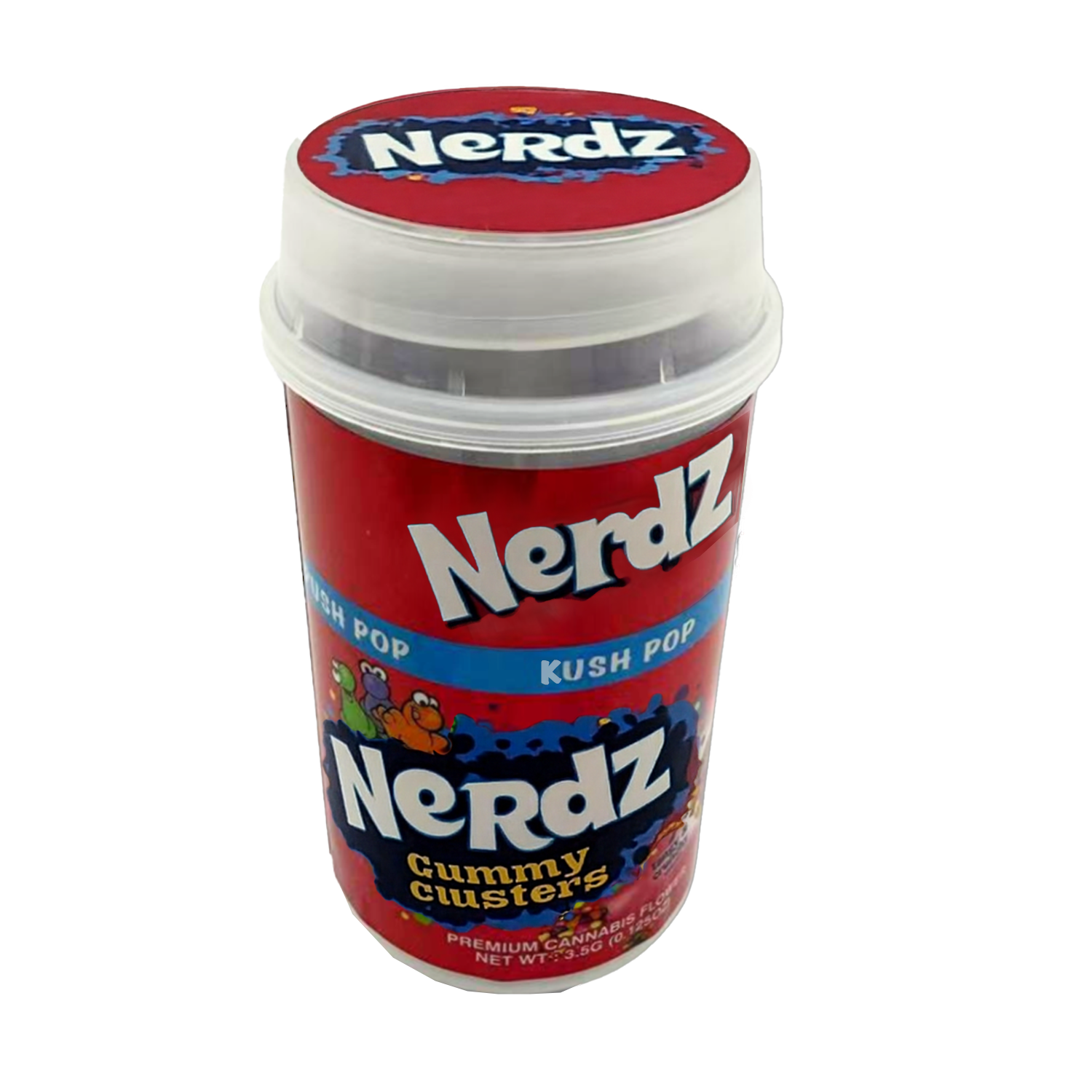 Mylar Bags, herb Mylar Bags, Where to buy mylar bags, Custom mylar bags near me, Mylar Bags Wholesale. Kush Pop 3.5g Nerdz Gummy Clusters Push-Up Jar