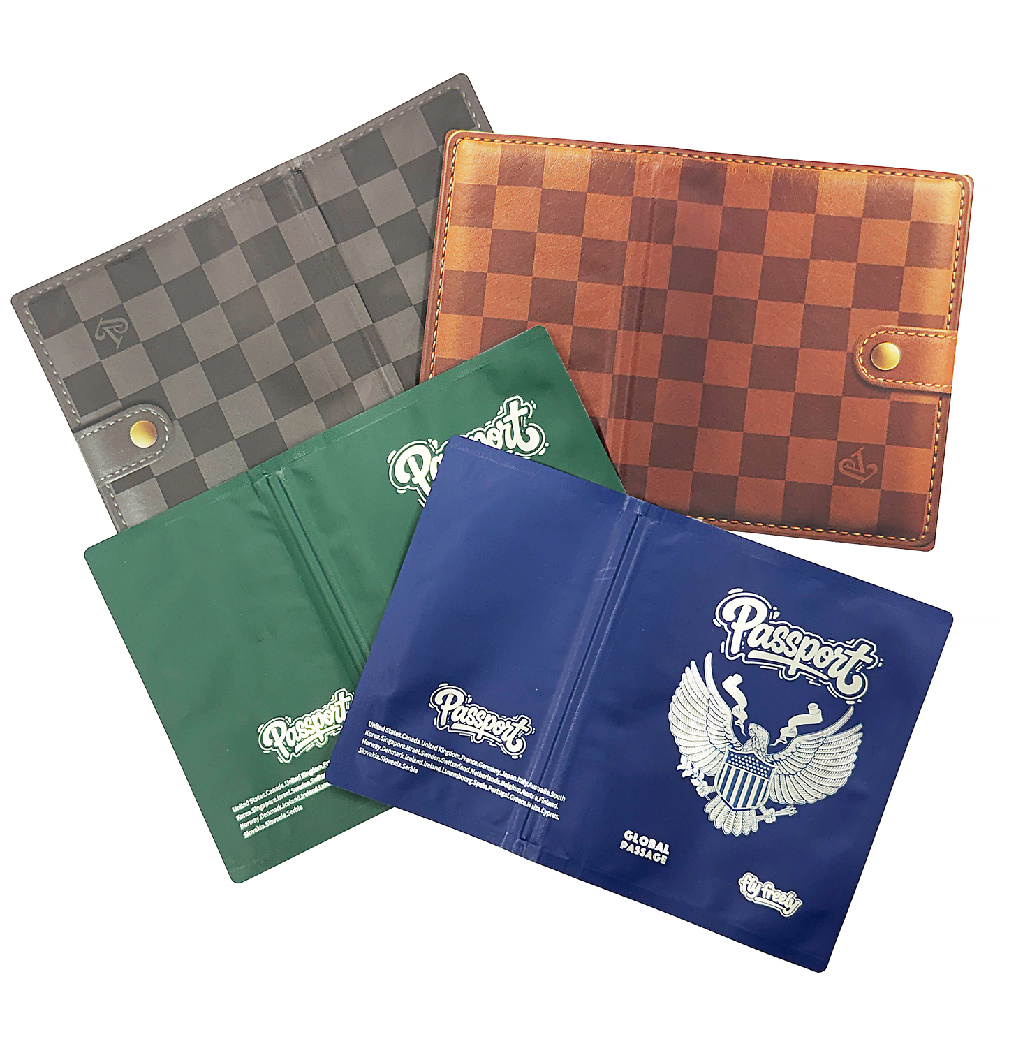 (25 Count) 4 Styles 3.5 Size Passport & Wallet Style Mylar Bags