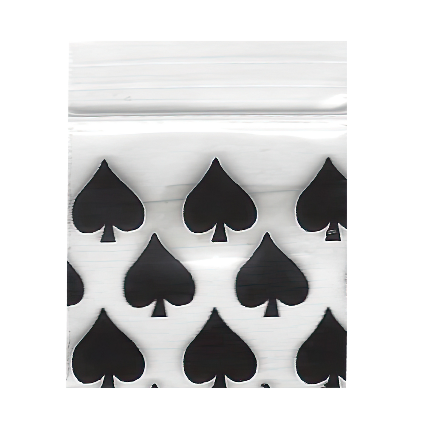 Mylar Bags, Cannabis Mylar Bags, Where to buy mylar bags, Custom mylar bags near me, Mylar Bags Wholesale. Apple Bags. White ziplock bag with black spade pattern on a white background