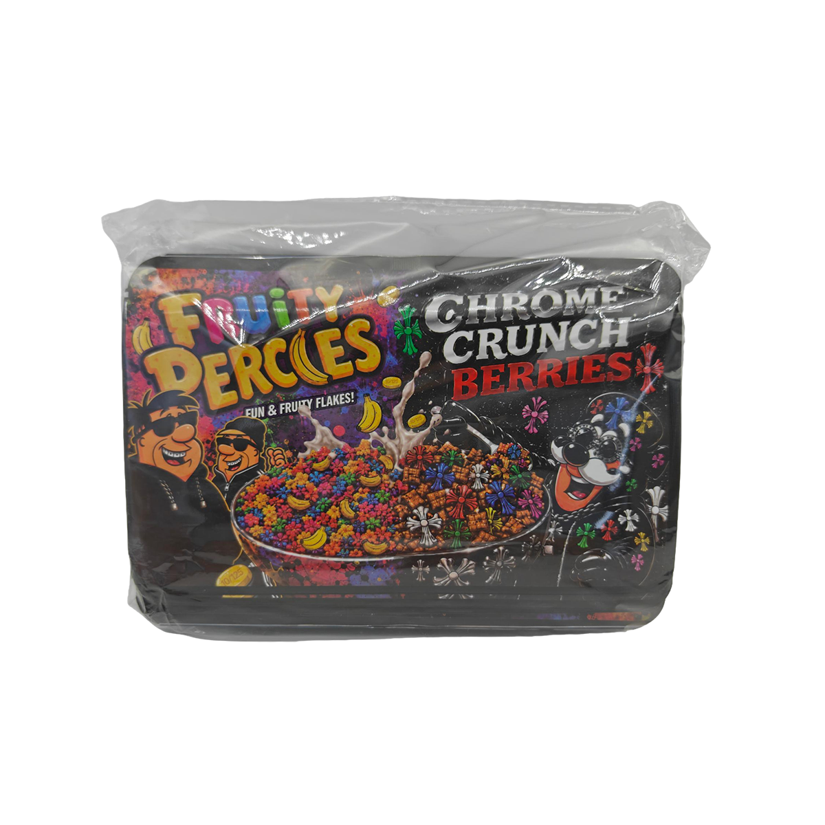 32 Pack - 7g (2IN1) Split Dual Graphic Mylar Bags Mixed Designs - Fruity Percles & Chrome Crunch Berries