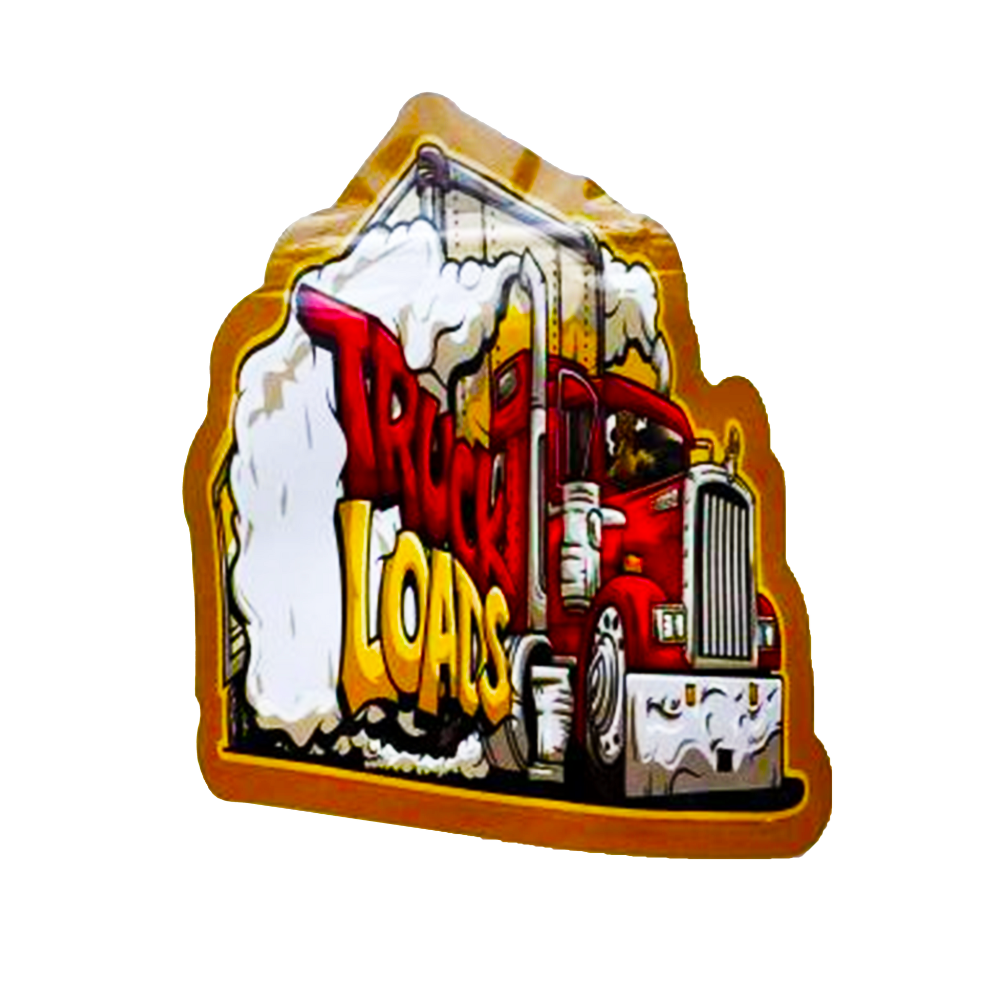 Mylar bag 3.5g, herb Mylar Bags, Where to buy mylar bags, Custom mylar bags near me, Mylar Bags Wholesale. Decorative sign with a red truck and 'Truck Loads' text on a white background