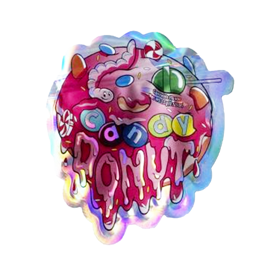 Mylar bag 3.5g, herb Mylar Bags, Where to buy mylar bags, Custom mylar bags near me, Mylar Bags Wholesale. Holographic candy-themed sticker with a unicorn design on a white background