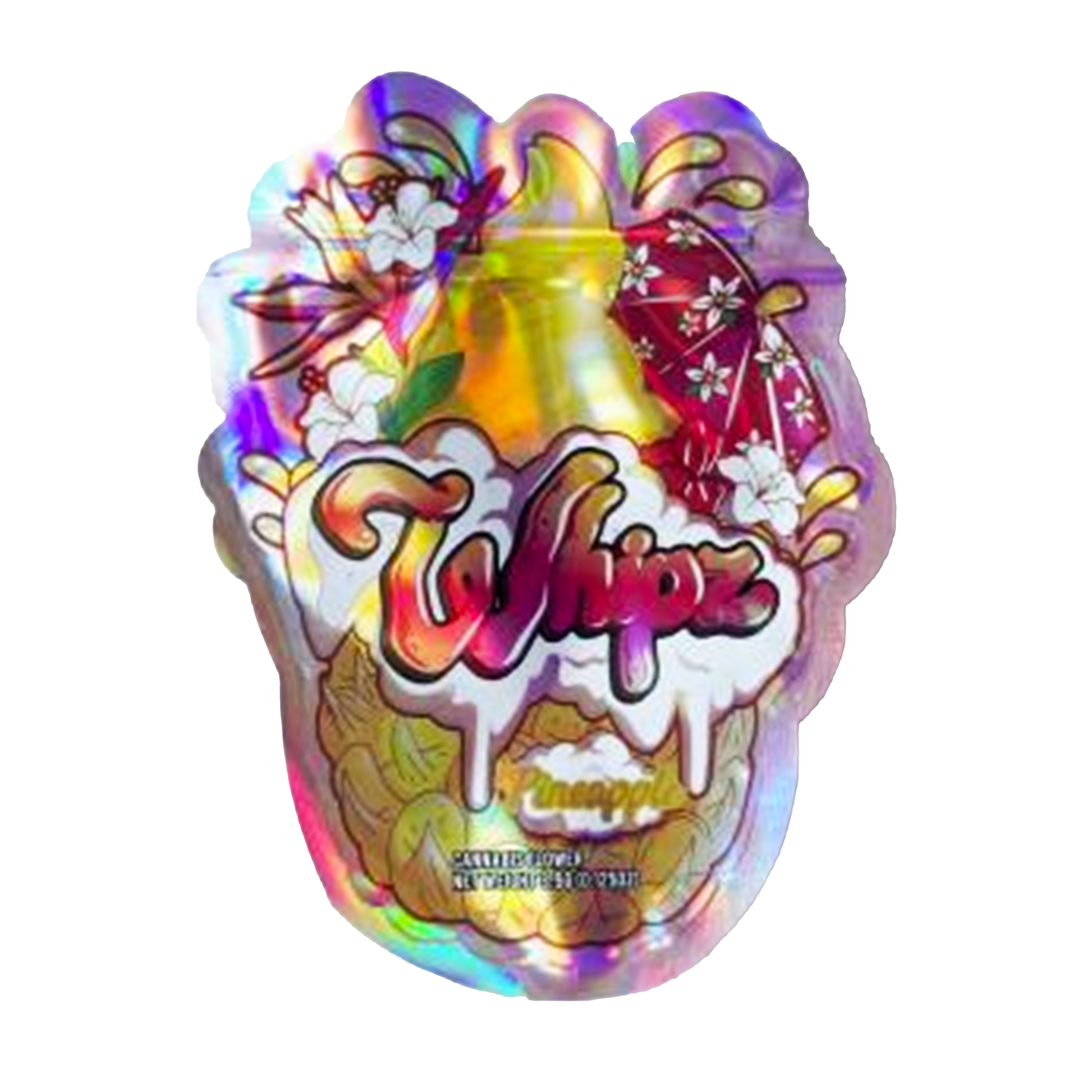 Mylar bag 3.5g, herb Mylar Bags, Where to buy mylar bags, Custom mylar bags near me, Mylar Bags Wholesale. Colorful packaging of Twips pineapple candy on a white background