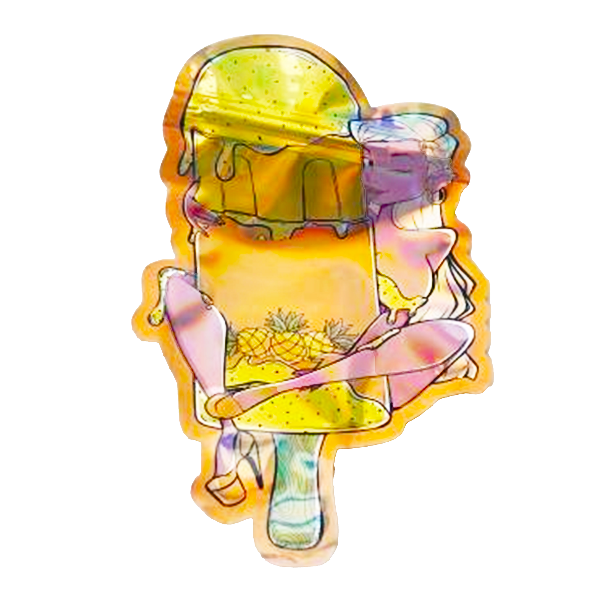 Mylar bag 3.5g, herb Mylar Bags, Where to buy mylar bags, Custom mylar bags near me, Mylar Bags Wholesale. Colorful ice cream cone with pineapple and starfish design on a white background