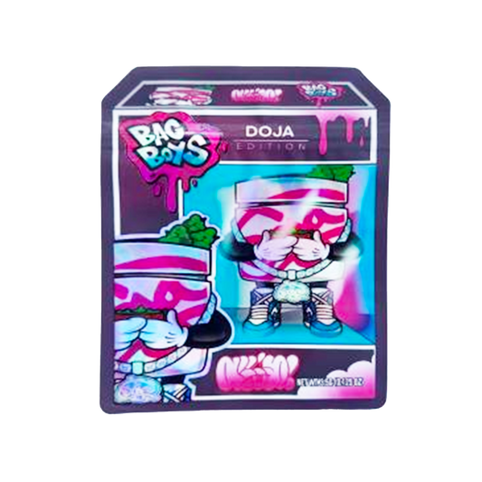 Mylar bag 3.5g, herb Mylar Bags, Where to buy mylar bags, Custom mylar bags near me, Mylar Bags Wholesale. Product packaging with 'Bag Boys' branding and a character design on a white background