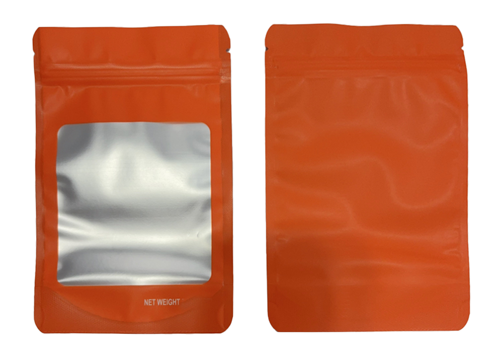 14g Solid Color Window Mylar Storage Bag - Orange (50 Count)