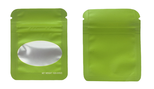 1g Solid Color Mylar Storage Bag - Green (100 Count)