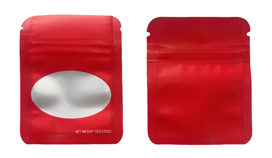 1g Solid Color Mylar Storage Bag - Red (100 Count)