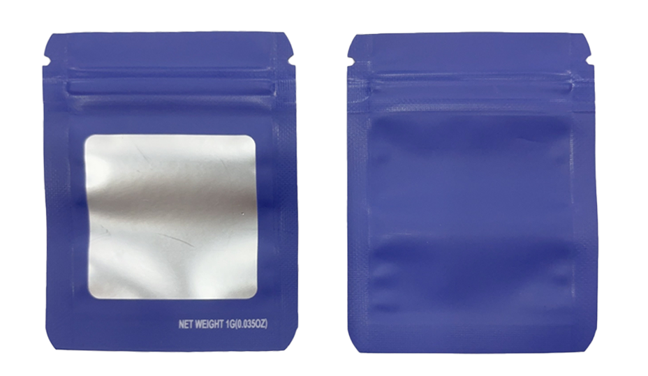 1g Solid Color Window Mylar Storage Bag - Purple (100 Count)