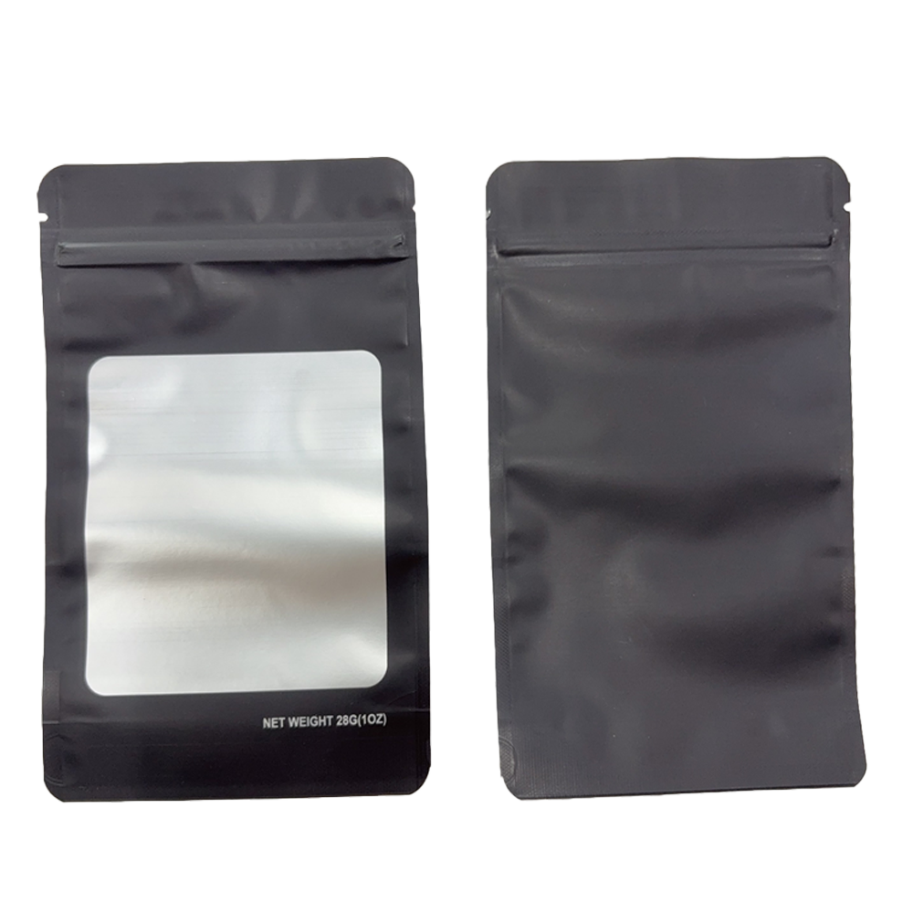 28g Solid Color Window Mylar Storage Bag - Black (50 Count)