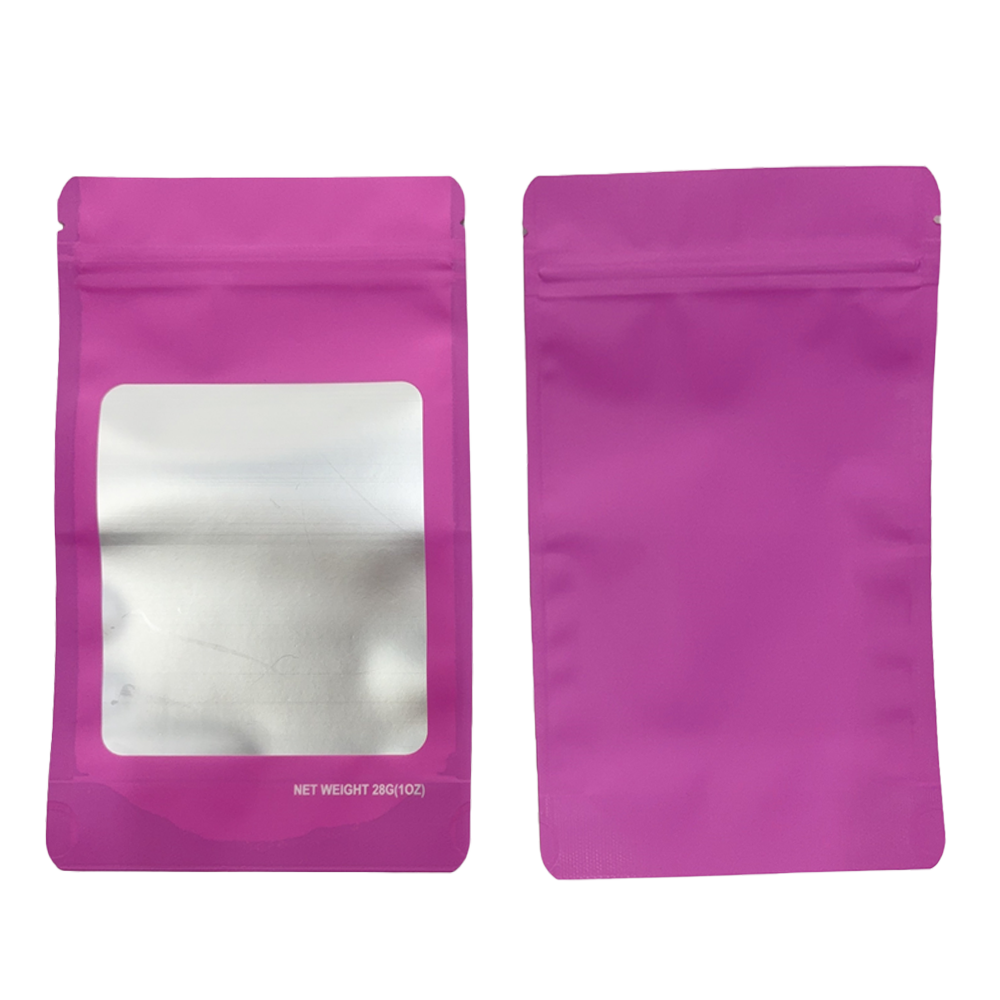 28g Solid Color Window Mylar Storage Bag - Pink (50 Count)