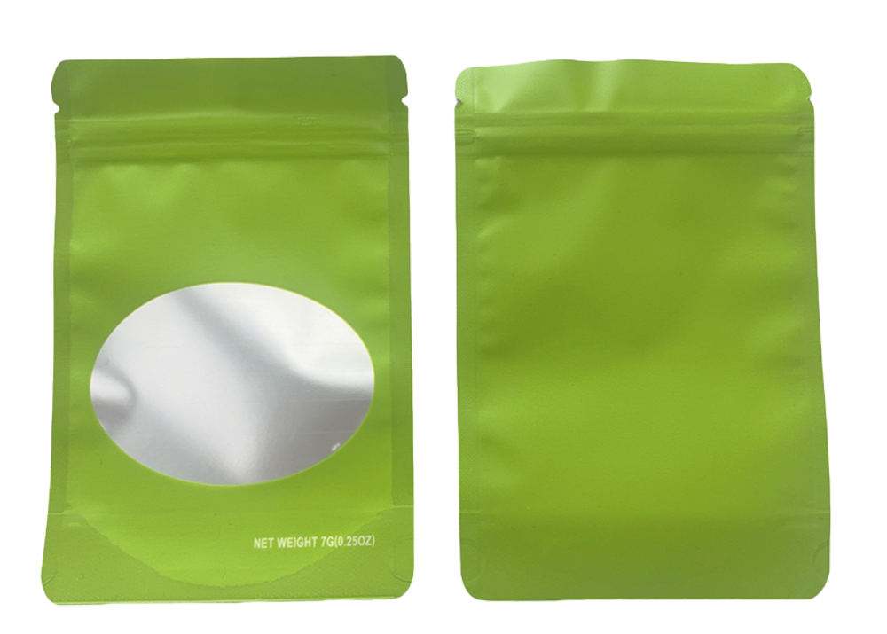 7g Solid Color Mylar Storage Bag - Green (50 Count)