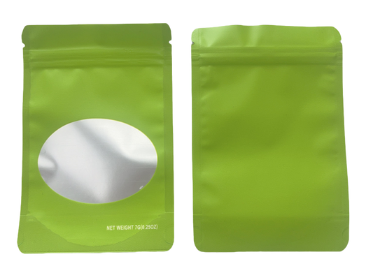 7g Solid Color Mylar Storage Bag - Green (50 Count)