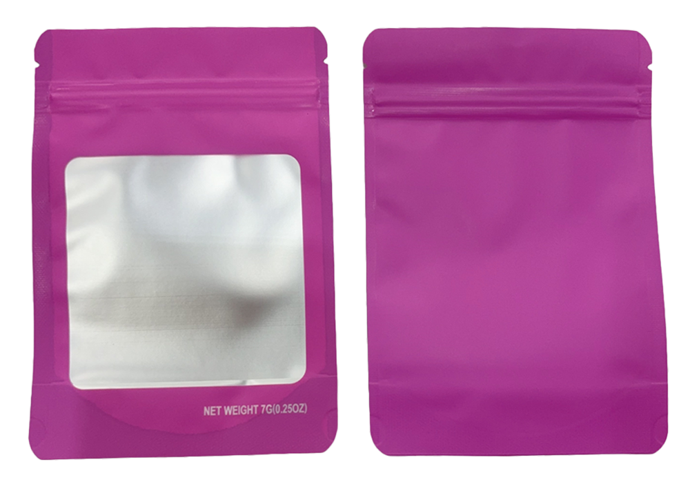7g Solid Color Window Mylar Storage Bag - Pink (50 Count)